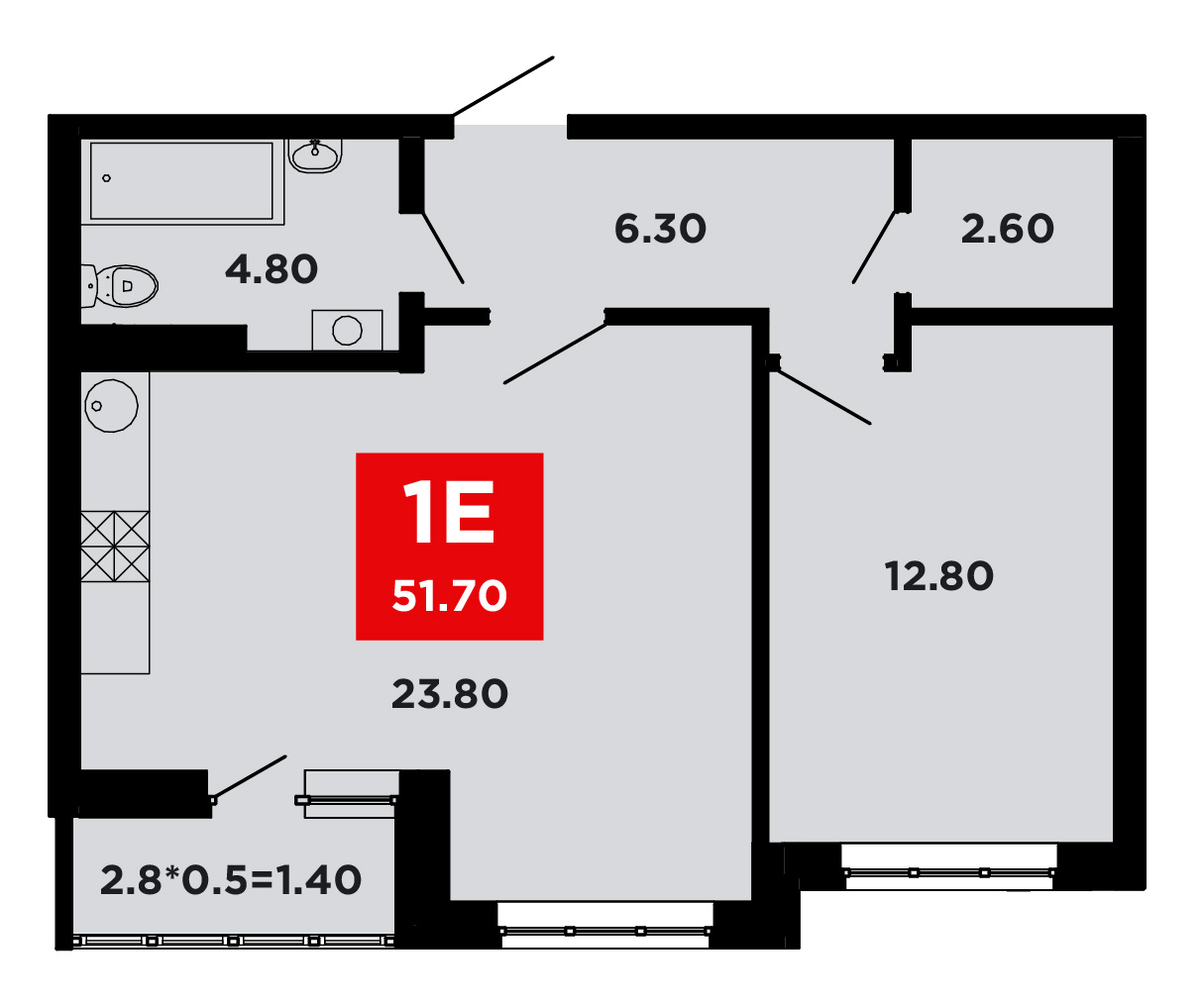 Планировка — Студия, 24,3 м²