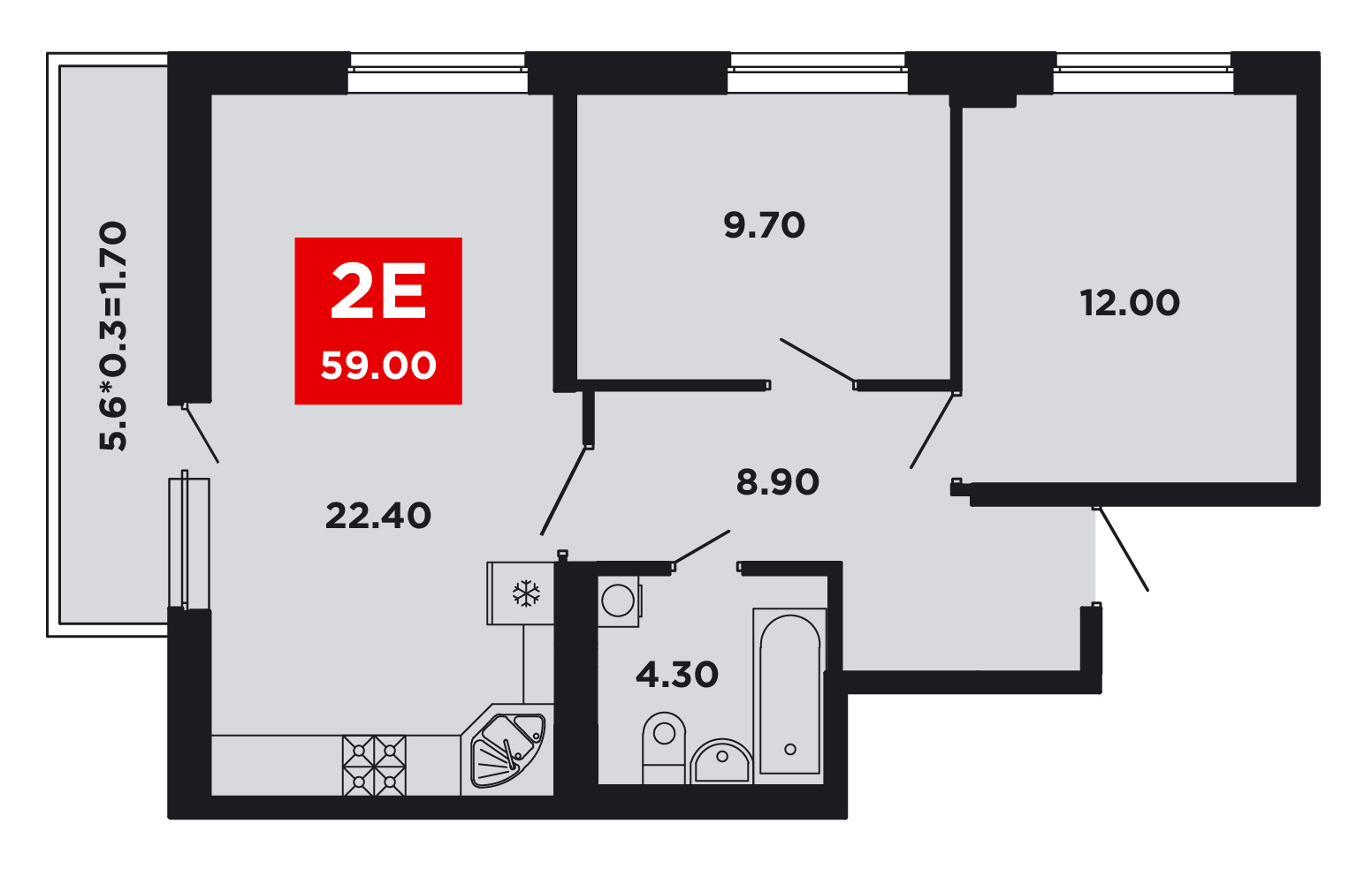 Планировка — Студия, 24,3 м²