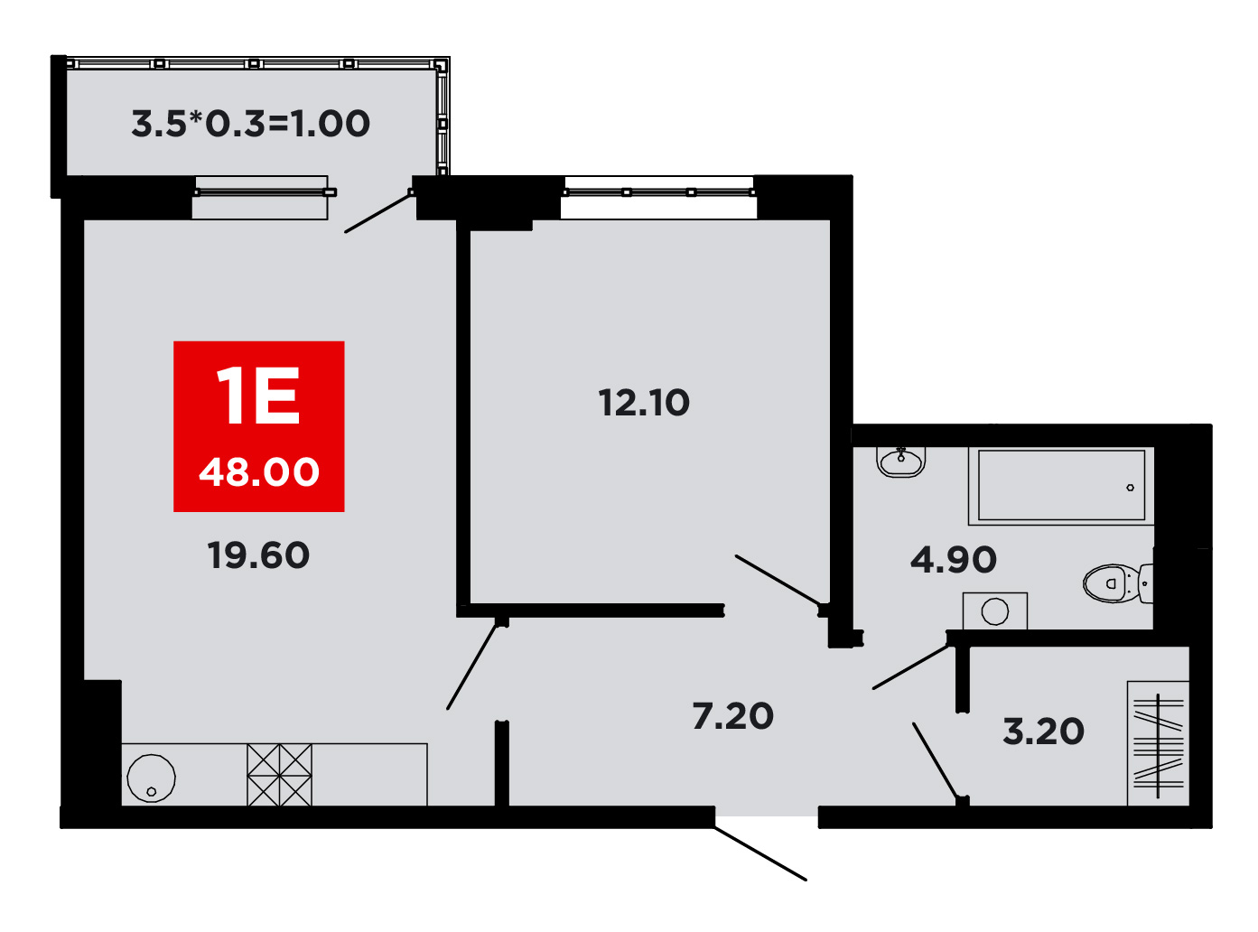 Планировка — Студия, 24,3 м²
