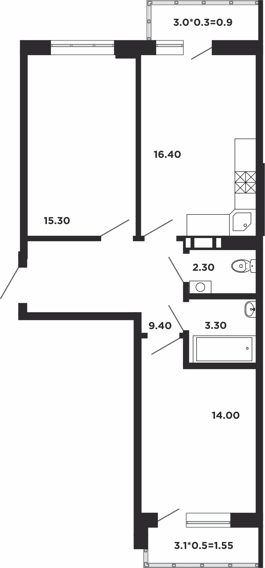 Планировка — Студия, 24,3 м²