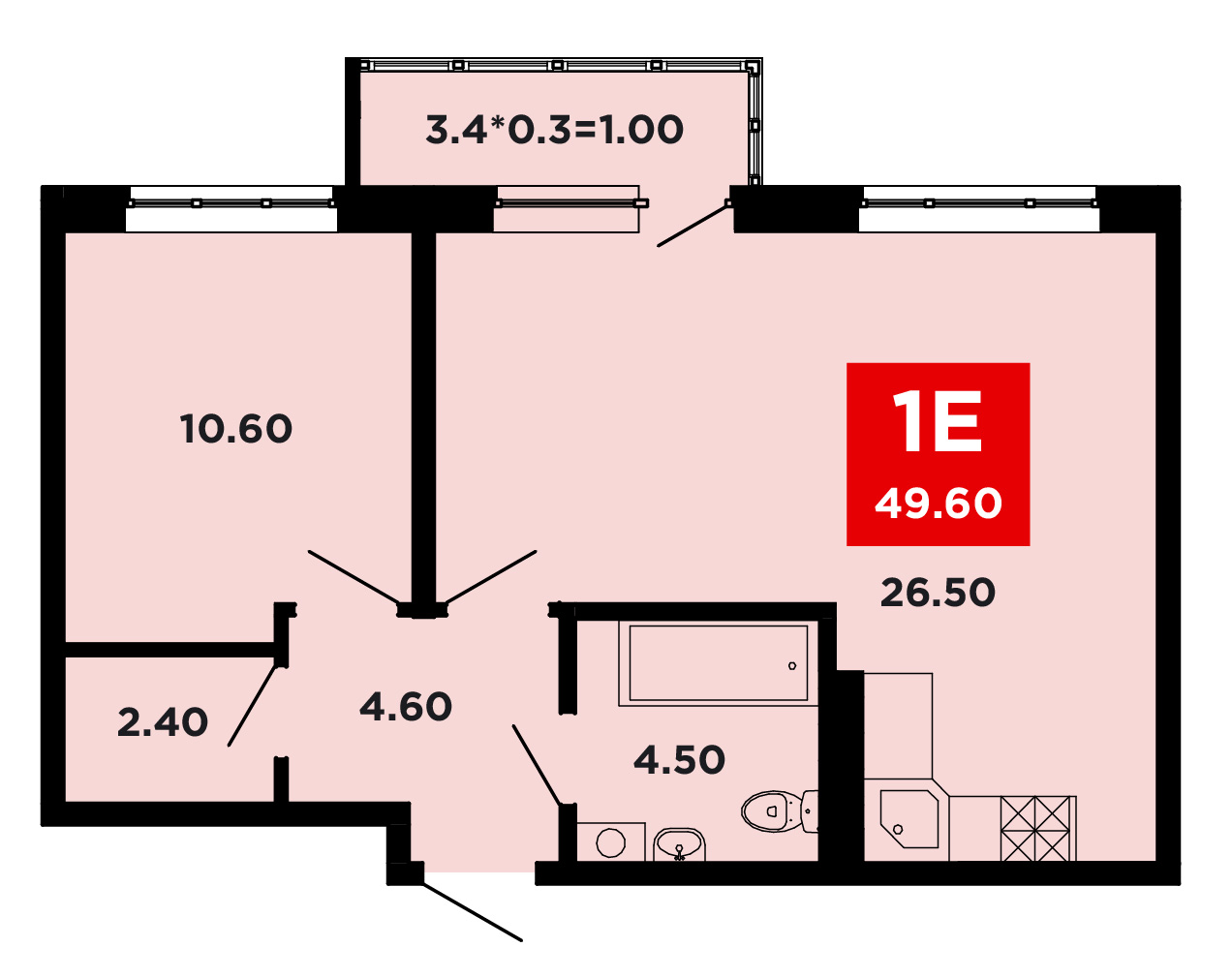 Планировка — Студия, 24,3 м²
