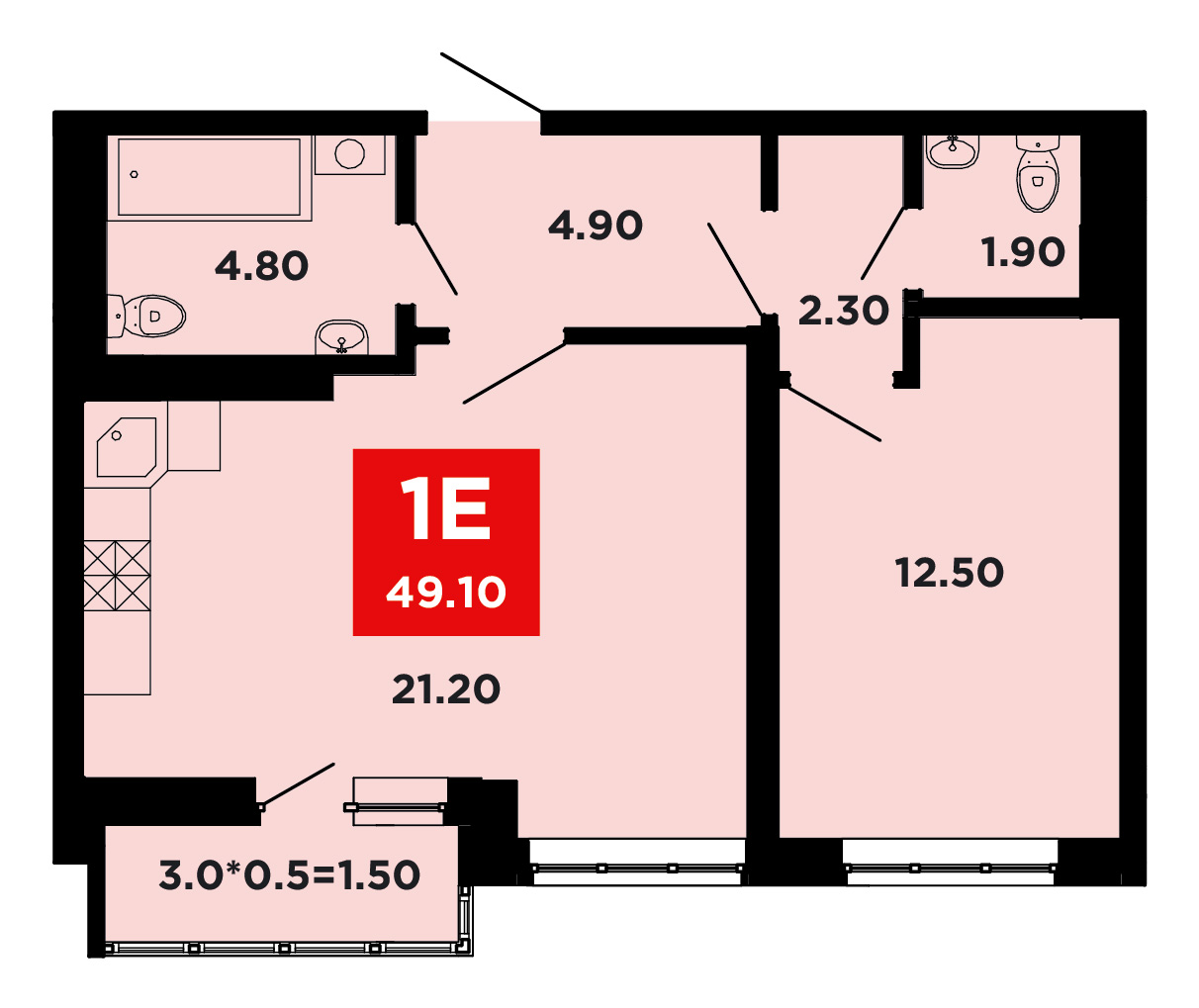 Планировка — Студия, 24,3 м²