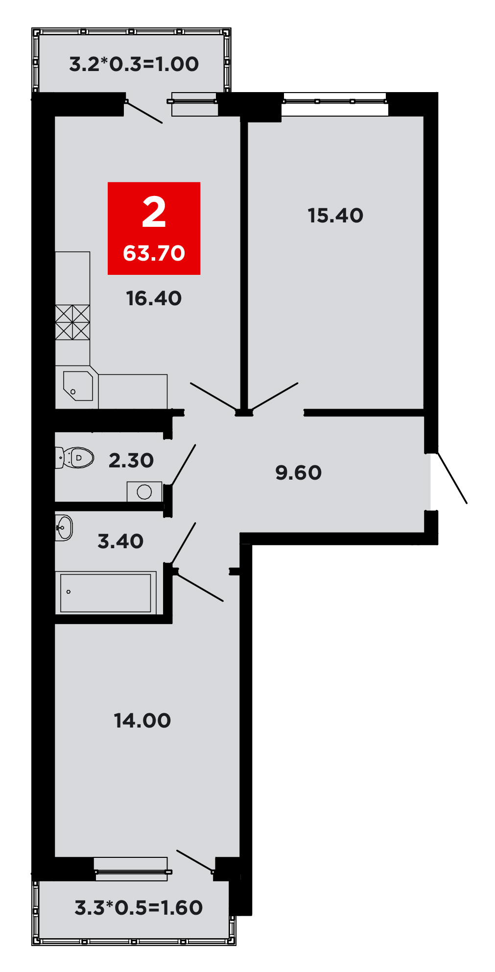 Планировка — Студия, 24,3 м²