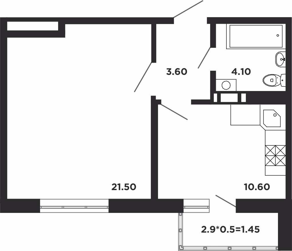 Планировка — Студия, 24,3 м²