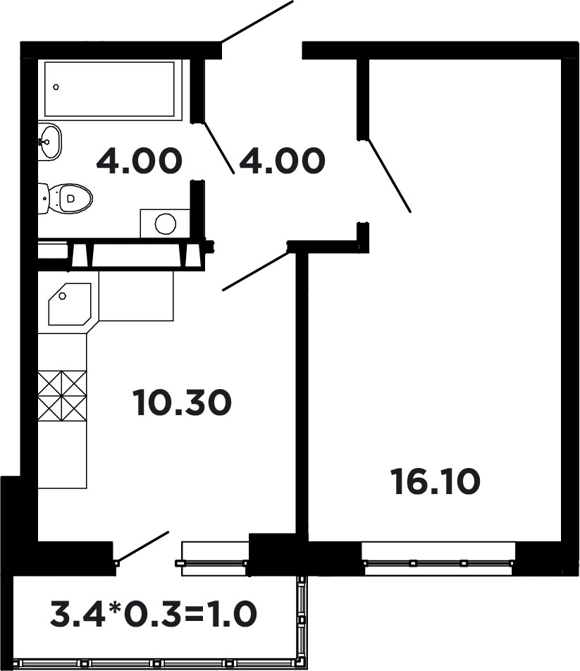 Планировка — Студия, 24,3 м²
