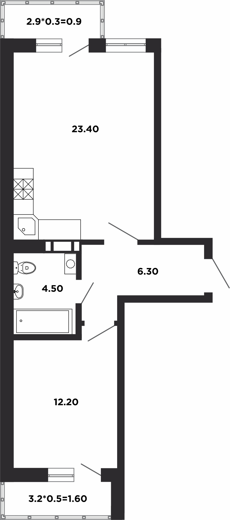 Планировка — Студия, 24,3 м²